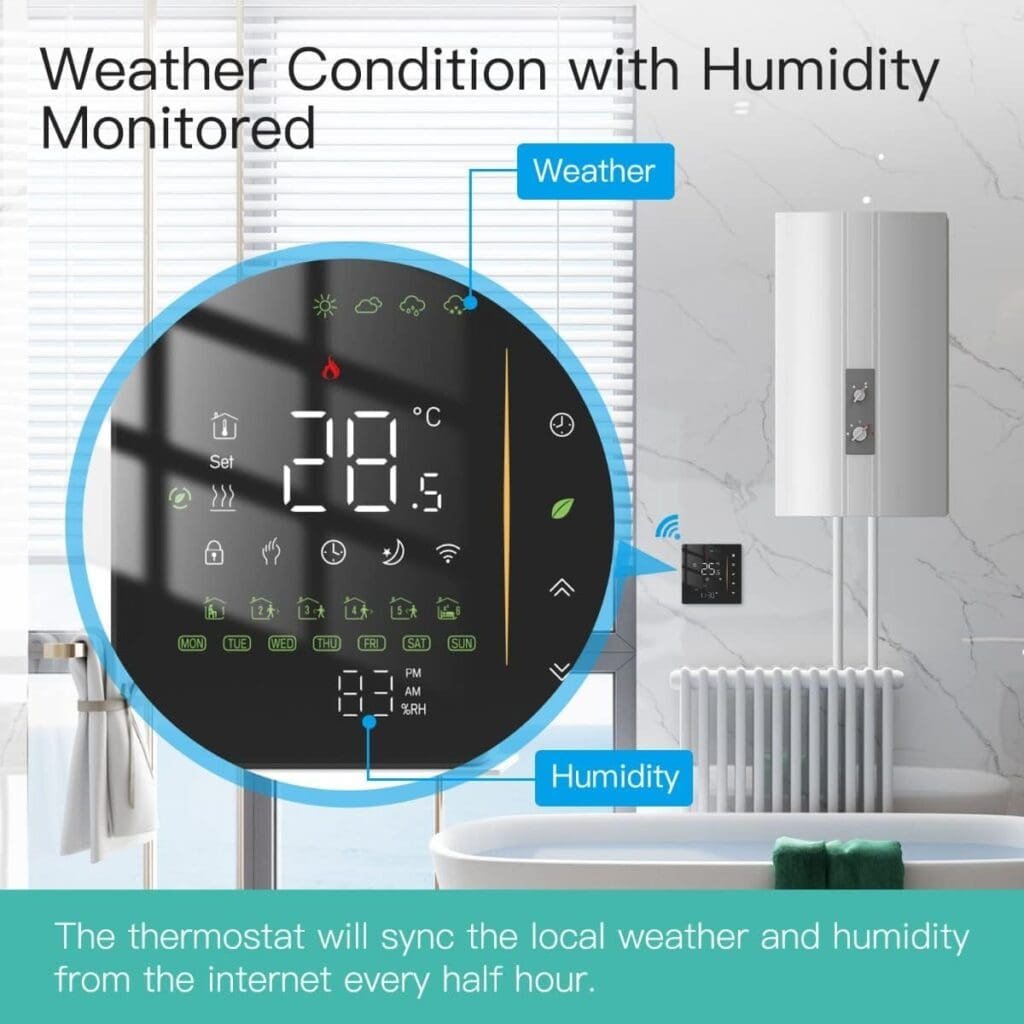 MOES WiFi Smart Thermostat Programmable Temperature Controller for Gas Boiler Heating, Tuya/Smart Life Remote Control, Alexa Google Voice Control, Save Energy and Costs, 2.4GHz WiFi Only, Black