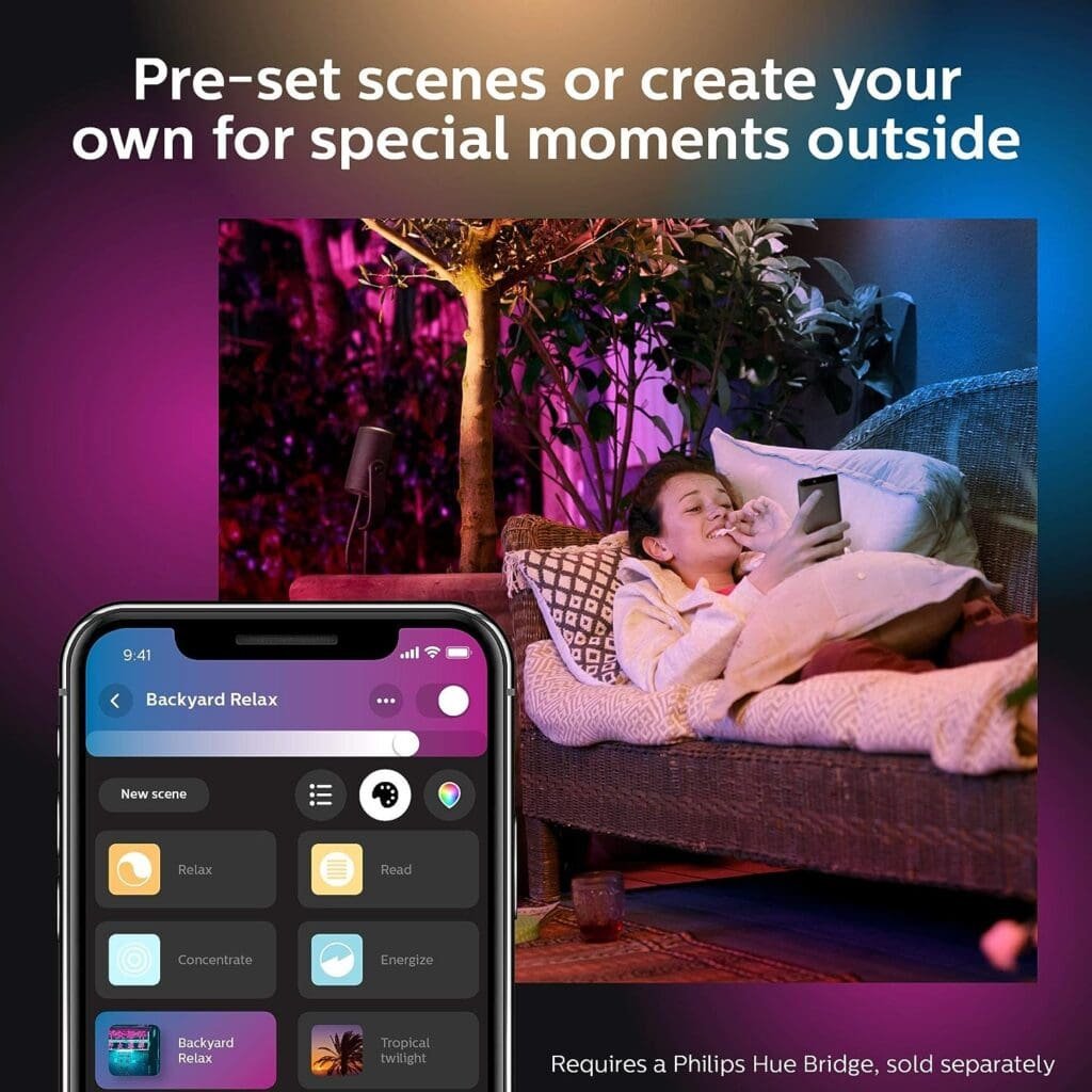 Philips Hue Lily White and Colour Ambiance LED Outdoor Smart Light [Base Kit - 3 Lily] , Requires Hue Bridge , Works with Alexa, Google Assistant and Apple Homekit.