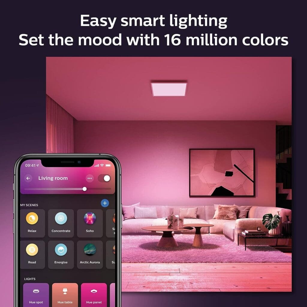 Philips Hue Surimu White and Colour Ambiance Smart Lighting Square Panel Light. With Bluetooth, Works with Alexa, Google Assistant and Apple Homekit