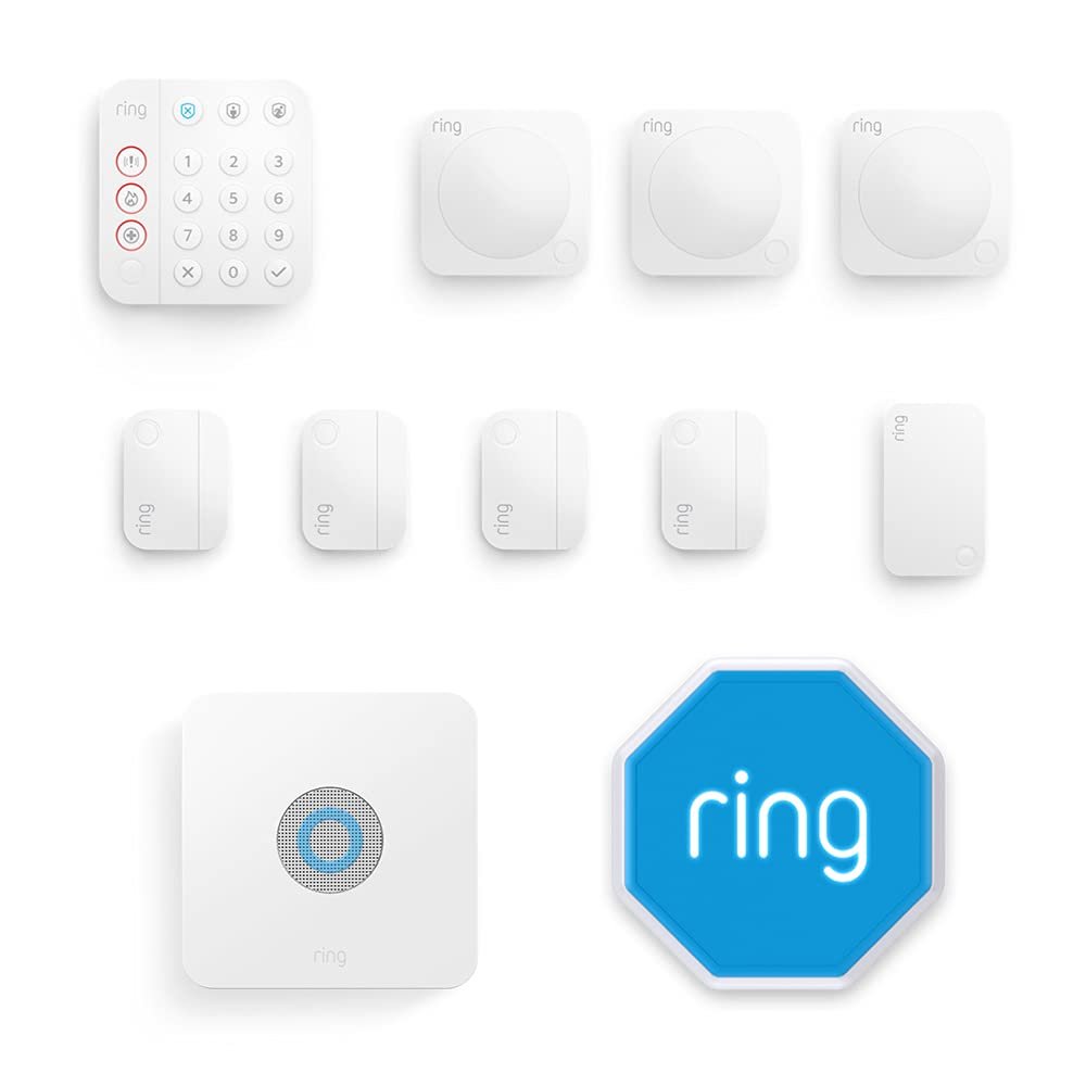 Ring Alarm 11 Piece Kit (2nd Generation) with Ring Alarm Outdoor Siren by Amazon | Smart home alarm security system with optional Assisted Monitoring - No long-term commitments - Works with Alexa