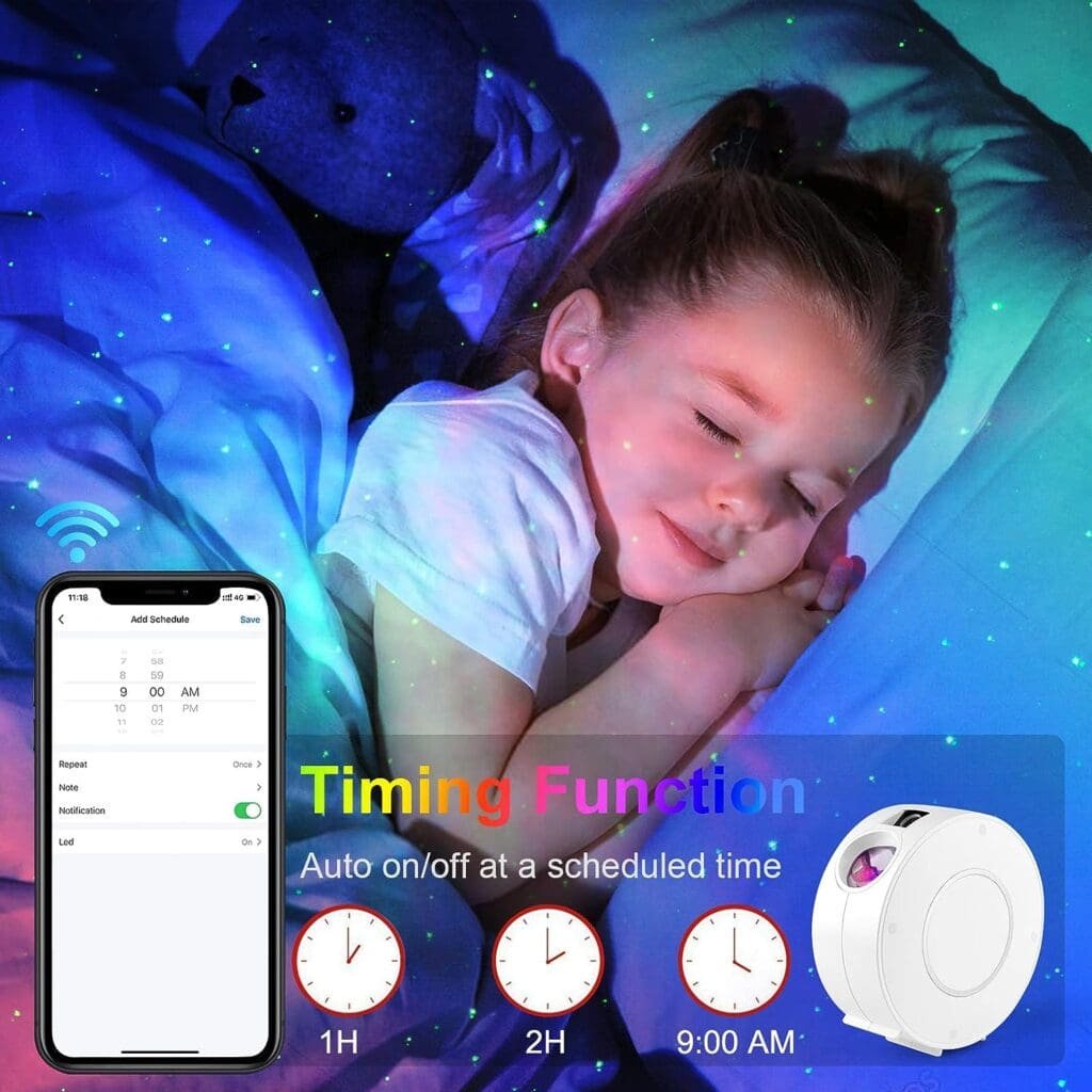 Immver Galaxy Star Projector, Smart WiFi App/Voice Control, 3D LED Galaxy Projector Night Light with Nebula, Compatible with Google Assistant, RGB Dimmable, Timing, for Kids Bedroom Party Decor