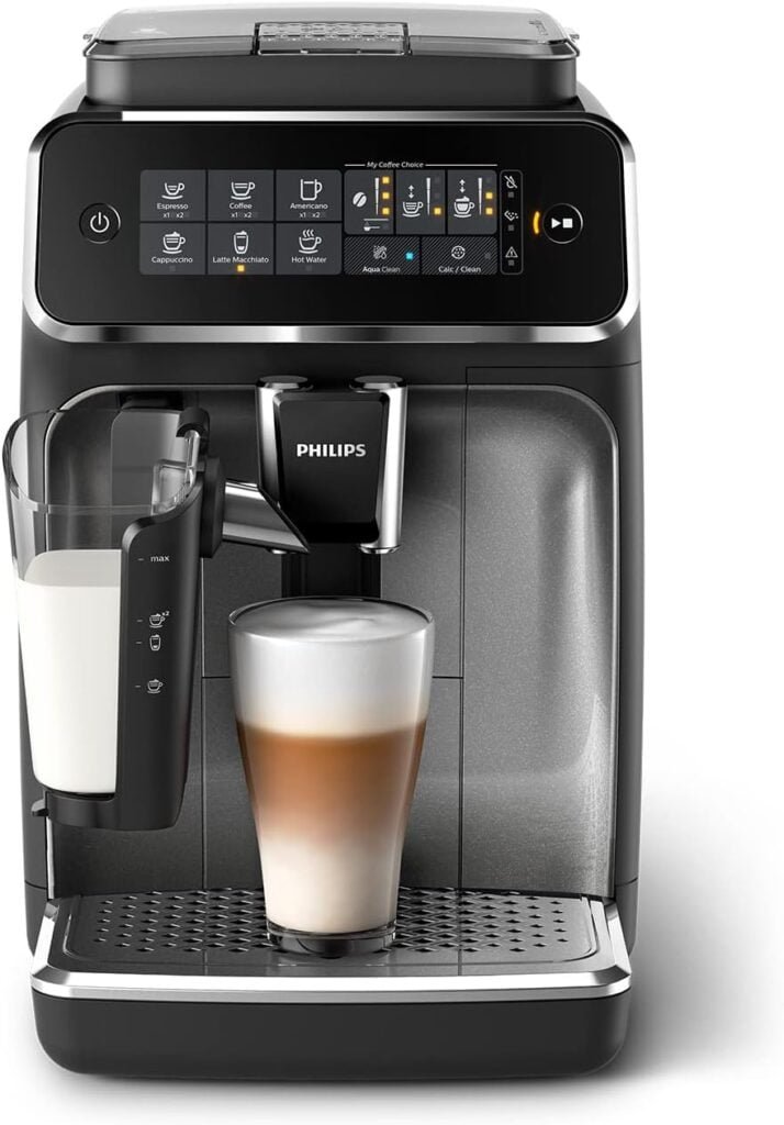 Philips 3200 Series Bean-to-Cup Espresso Machine - LatteGo Milk Frother, 5 Coffee Varieties, Intuitive Touch Display, Silver (EP3246/70)