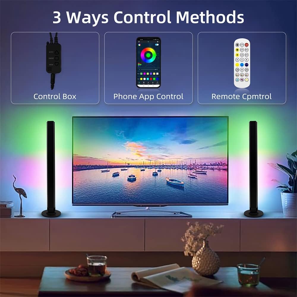 Smart LED Light Bars, Gaming Lights RGB Flow Light Bars 16 Million Colors Multiple Lighting Effects TV Backlights, Remote Control and App Control, Music Sync for PC, Room Decorative, Ambient Lighting