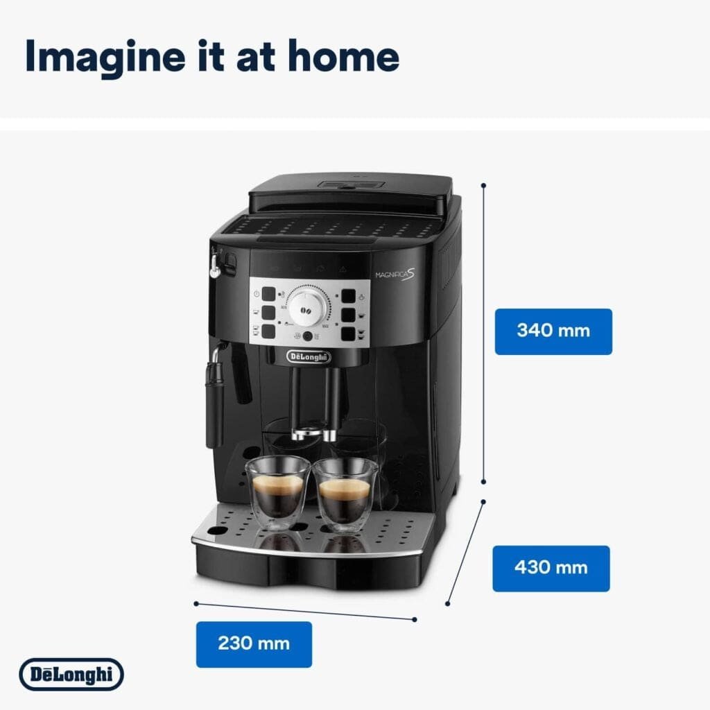 DeLonghi Magnifica S, Automatic Bean to Cup Coffee Machine, Espresso and Cappuccino Maker, ECAM22.110.B, 1.8 liters,Black [Amazon Exclusive]