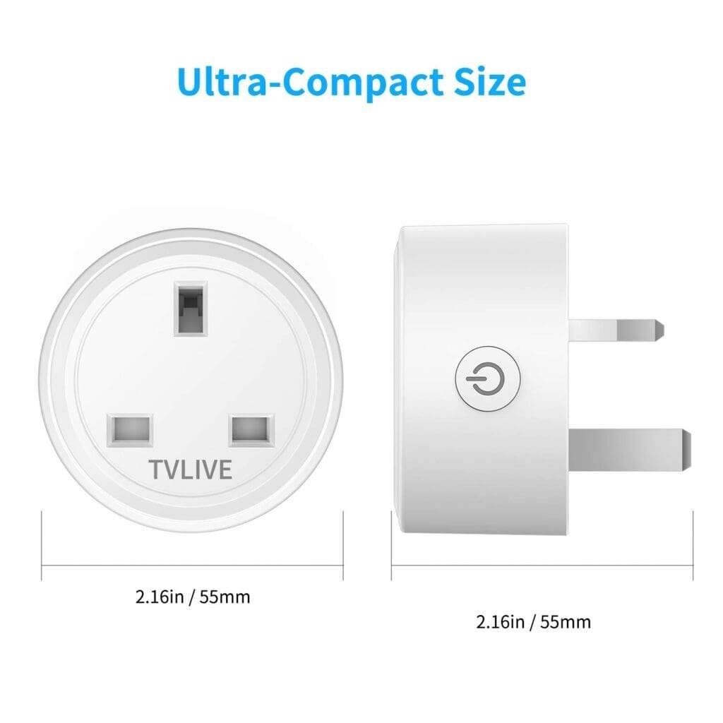 Smart Plug, TVLIVE 2 Pack 13A Smart Plugs Work that with Alexa (Echo, Echo Dot), Google Home, IFTTT, Remote Control and Timer Function, WiFi Outlet, Wifi Plug, Wireless Smart Socket, No Hub Required