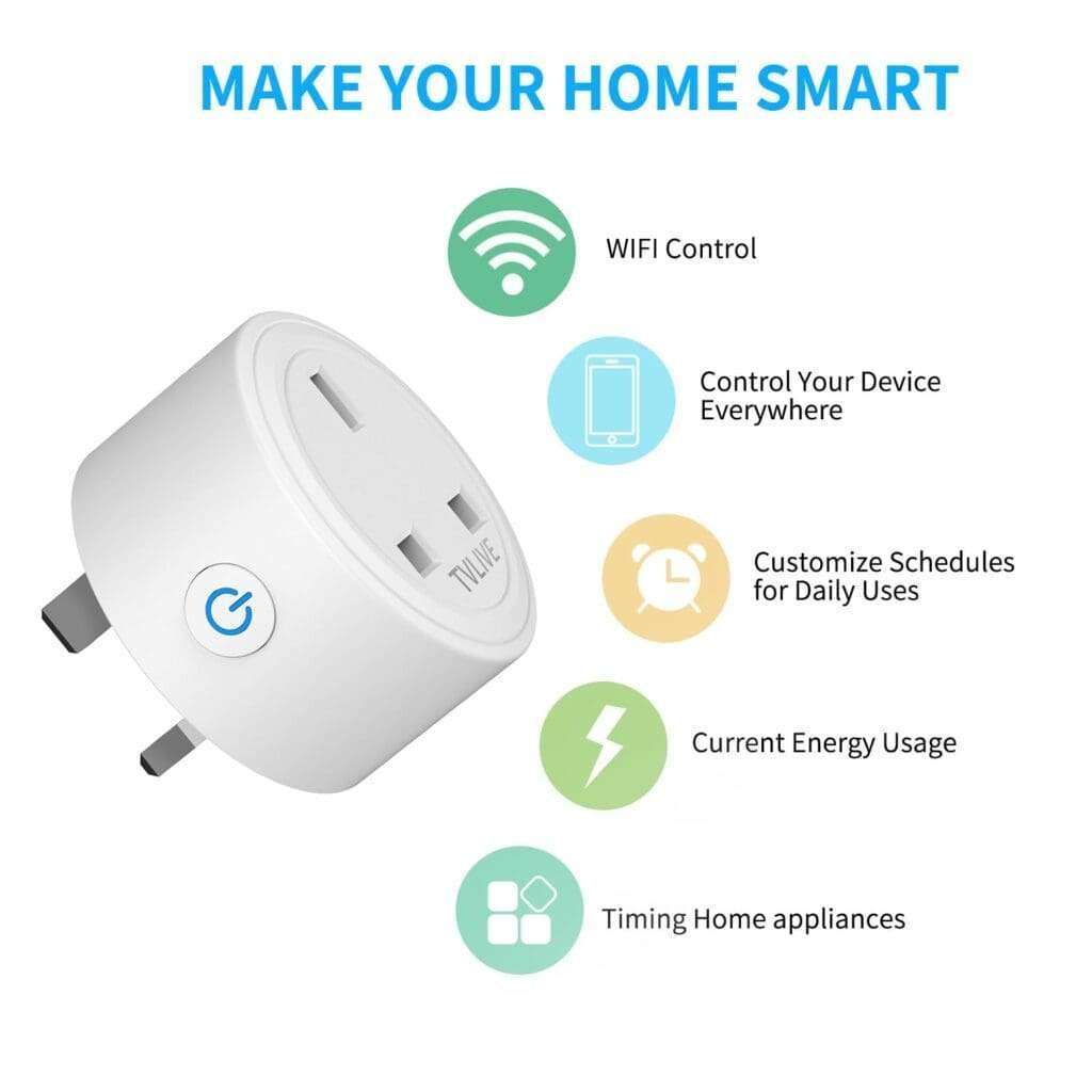 Smart Plug, TVLIVE 2 Pack 13A Smart Plugs Work that with Alexa (Echo, Echo Dot), Google Home, IFTTT, Remote Control and Timer Function, WiFi Outlet, Wifi Plug, Wireless Smart Socket, No Hub Required
